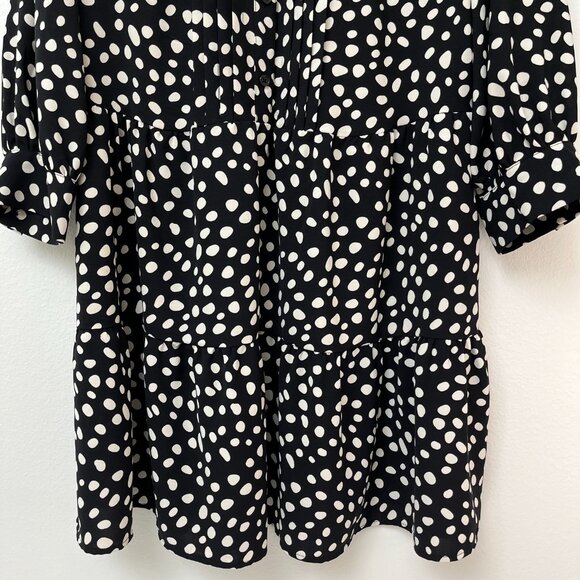 Who What Wear Bishop 3/4 Sleeve Polka Dot Dress Flowy Ruffle Women's Size Medium - Picture 2 of 11